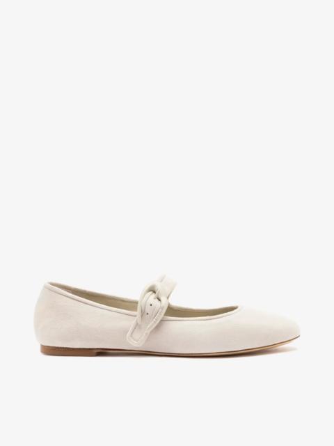 Larroudé Verona Ballet Flat Mushroom Gray Suede