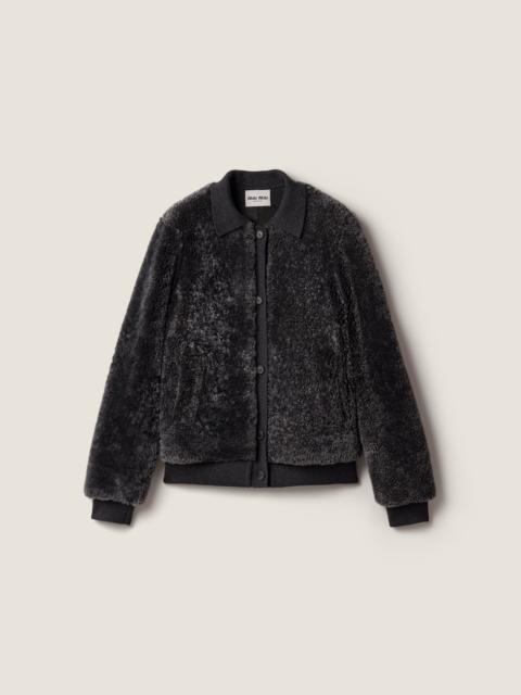 Miu Miu Shearling and knit blouson jacket