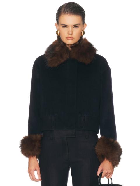 self-portrait Wool Fur Trim Jacket