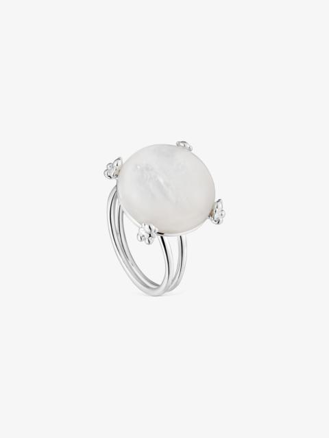 TOUS Silver Color Pills Ring with mother-of-pearl