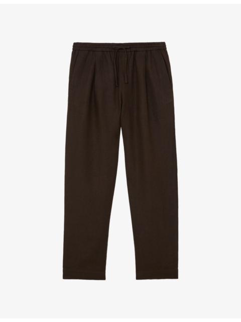 REISS Barges Drawstring-Waist Linen Trousers