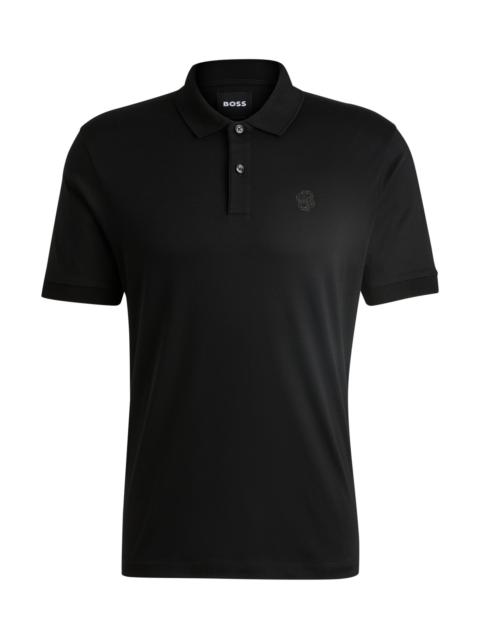 BOSS MERCERIZED-COTTON POLO SHIRT WITH DOUBLE B MONOGRAM