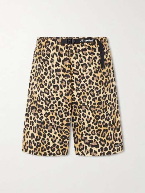 Kapital Wide-Leg Belted Leopard-Print Cotton-Twill Shorts