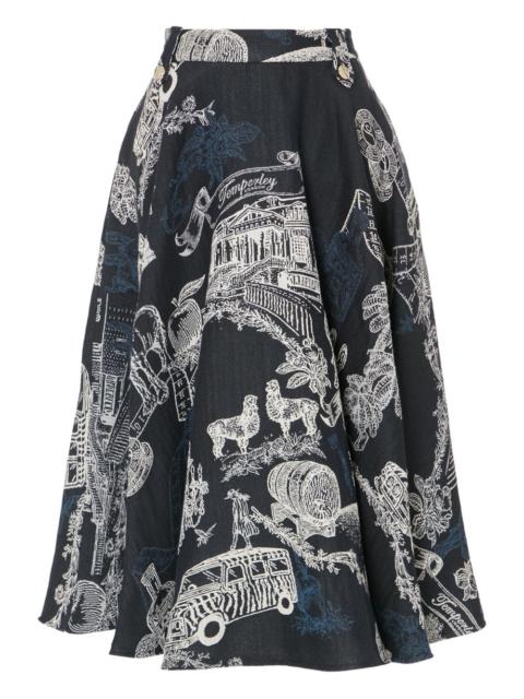 Temperley London illustrated A-line skirt