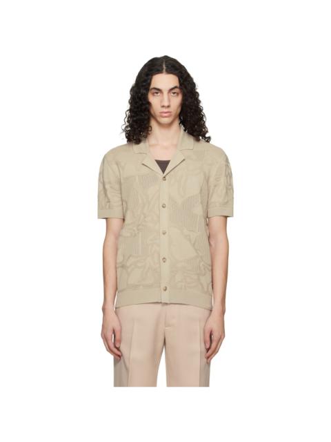 BOSS Beige Knit Cotton Jacquard Shirt