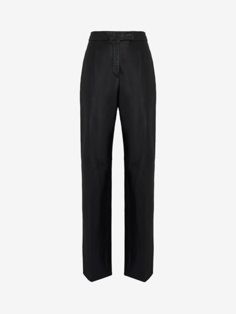 Alexander McQueen Women's High-waisted Leather Trousers in Black