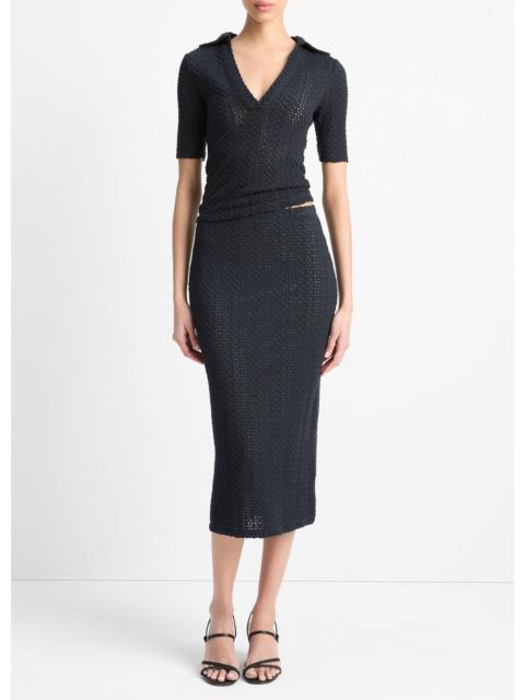 Vince Textural Cotton Midi Skirt