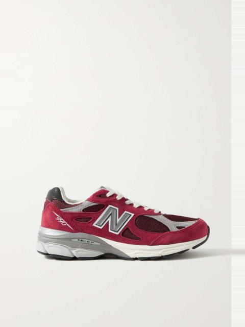 990v3 leather-trimmed suede and mesh sneakers