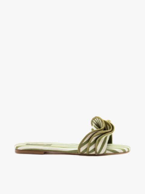 Larroudé Ivy Ruffle Flat Seaweed Striped Canva