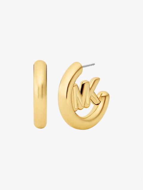 MICHAEL KORS Large Logo Charm Hoop Earrings