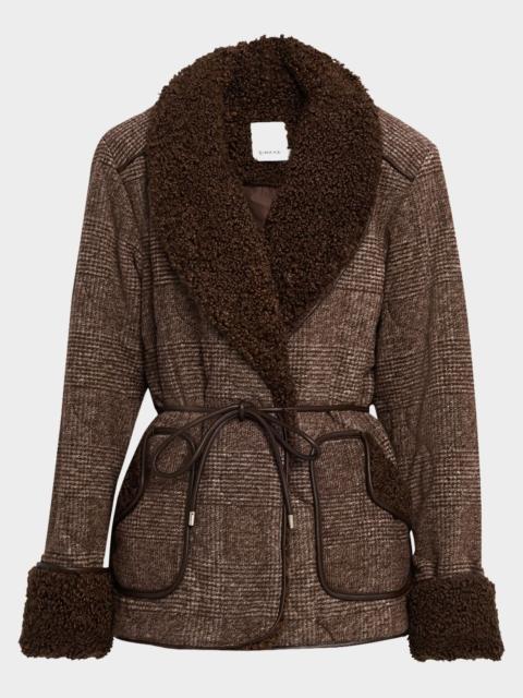 SIMKHAI Rorie Plaid Sherpa-Lined Jacket
