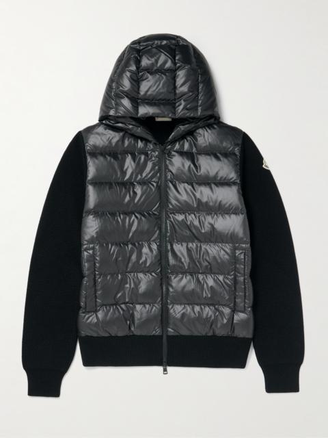 Moncler Quilted Shell-Panelled Virgin Wool and Cashmere-Blend Down Jacket