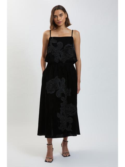KAREN MILLEN Velvet Cutwork Co Ord Midi Skirt
