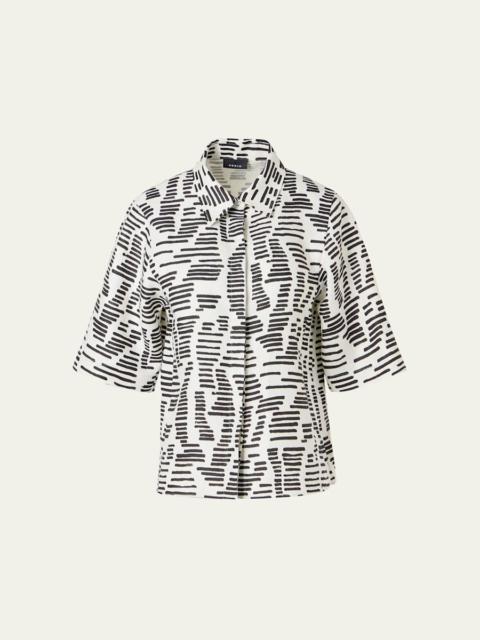AKRIS Dance Movements Linen Toile Blouse