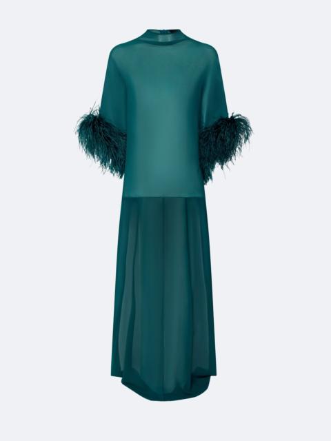 LAPOINTE Lightweight Georgette High Low Top With Feathers