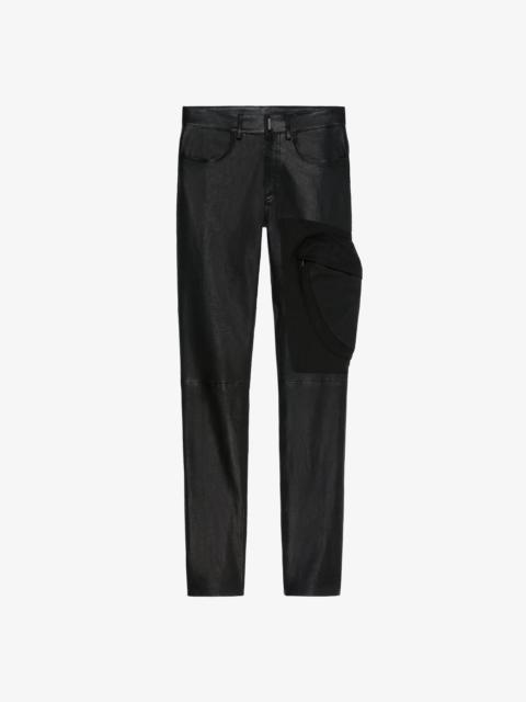 Givenchy SLIM FIT PANTS IN LEATHER WITH CONTRASTING POCKET