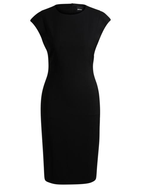 BOSS SLIM-FIT DRESS IN VIRGIN WOOL WITH CAP SLEEVES
