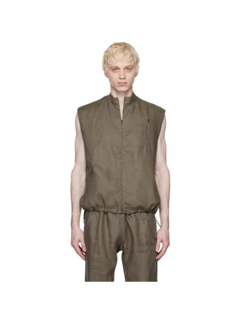 ROBYN LYNCH Khaki Zip-Up Vest