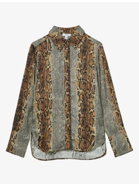 REISS Lyla Snakeskin-Print Woven Shirt