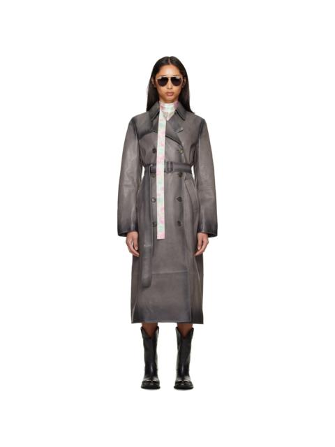 Acne Studios Gray Ombré Leather Trench Coat