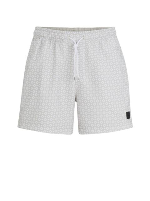 BOSS MICRO-PRINT QUICK-DRYING SWIM SHORTS WITH LOGO DETAIL