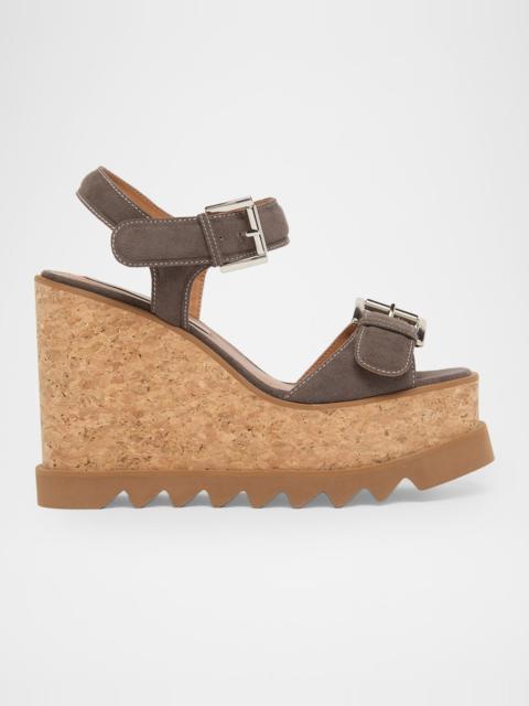 Stella McCartney 120mm Sneak-Elyse Vegan Suede Platform Sandals