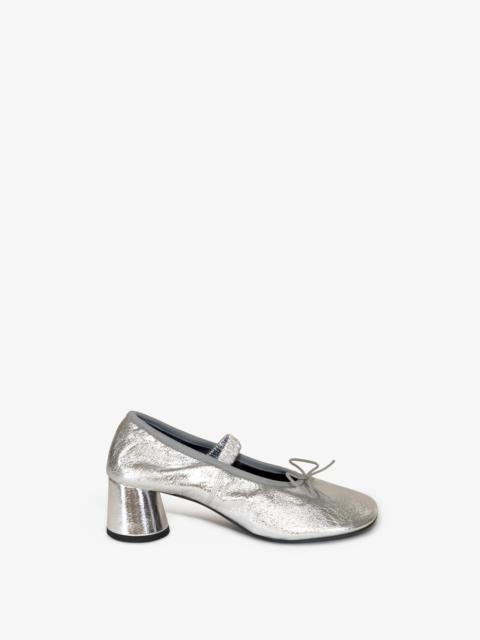 Glove Mary Jane Ballet Pumps in Crinkled Metallic