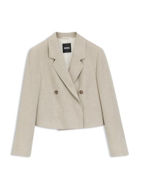 BOSS OVERSIZE-FIT BLAZER IN A HERRINGBONE-PATTERNED LINEN BLEND