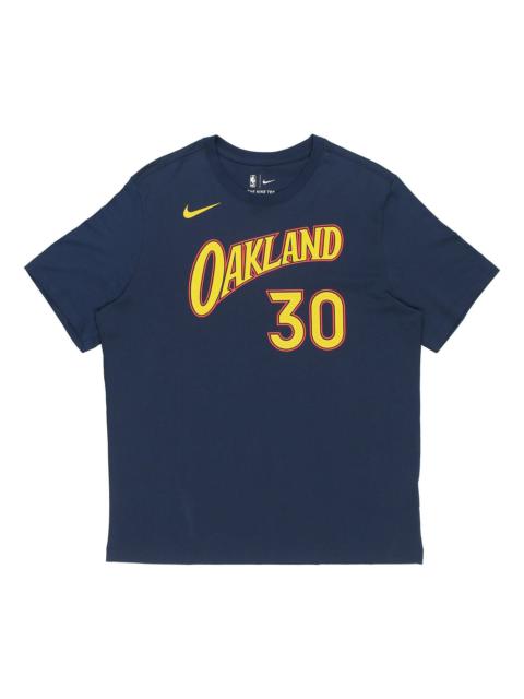 Nike Nike NBA CE Golden State Warriors Curry 30 Retro Basketball Casual Sports Short Sleeve Navy Blue Bla