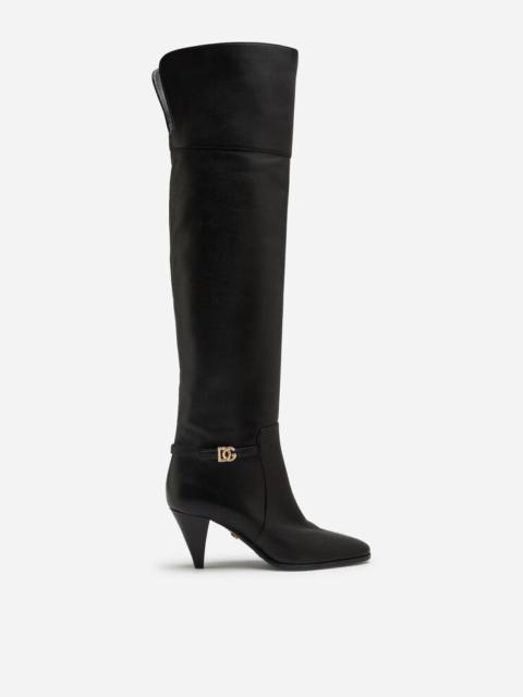 Dolce & Gabbana Calfskin boots with crossover DG logo