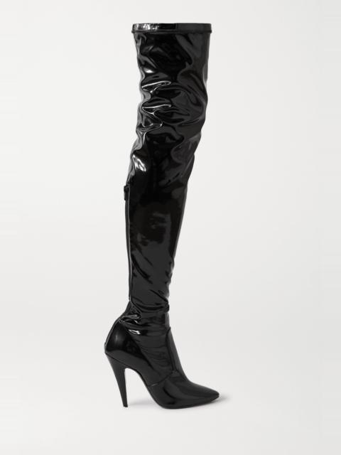 Faux patent-leather over-the-knee boots