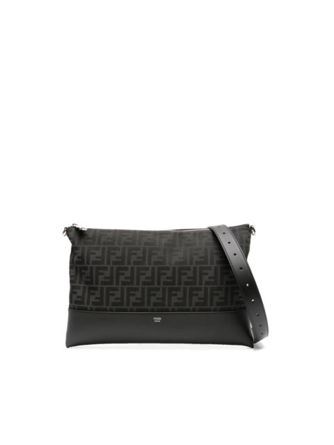 FF logo-jacquard zip-up shoulder bag