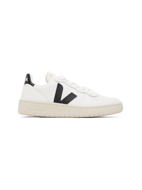 VEJA White & Black V-10 Leather Sneakers