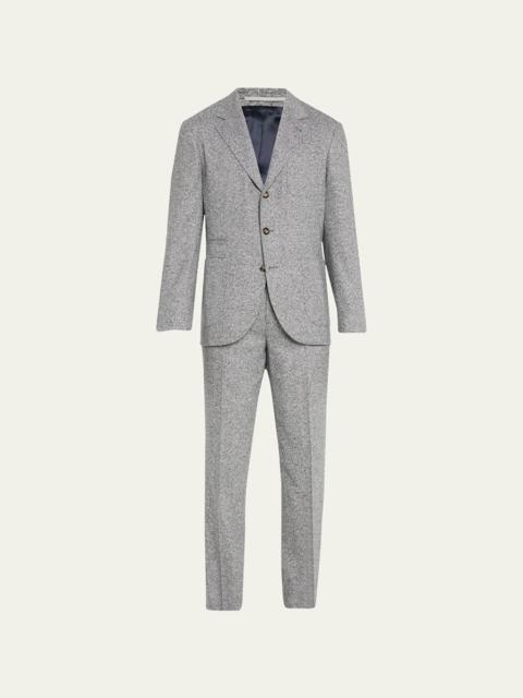 Brunello Cucinelli Men's Pleated Wool Donegal Suit