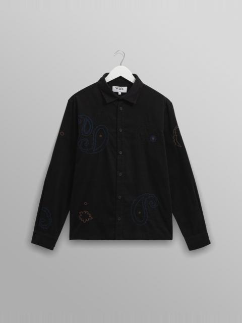 Wax London Halcomb - Black And Multicolour Applique Corduroy Shirt