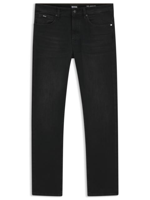 BOSS DELAWARE SLIM-FIT JEANS IN BLACK STRETCH DENIM