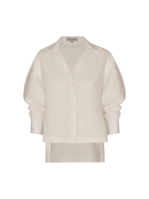 ANDRES OTALORA Si Sabes Button-Down Linen Shirt ivory