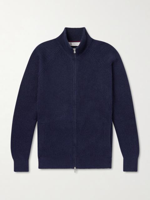 Brunello Cucinelli Ribbed Cotton Zip-Up Sweater