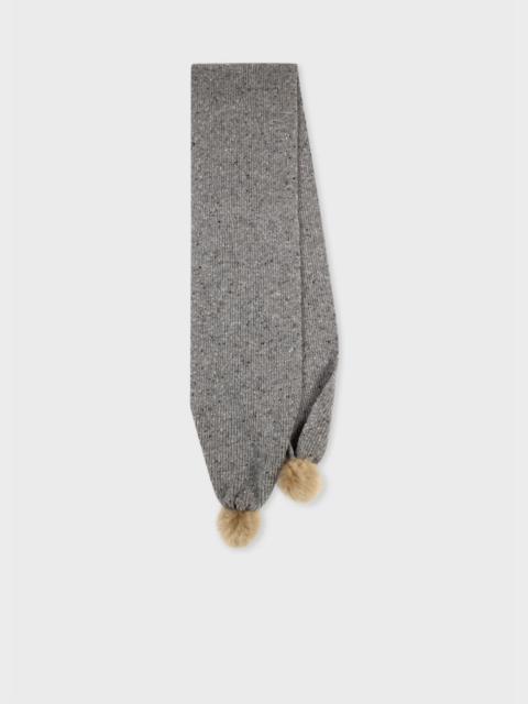 Paul Smith Flecked Wool Pom Pom Scarf