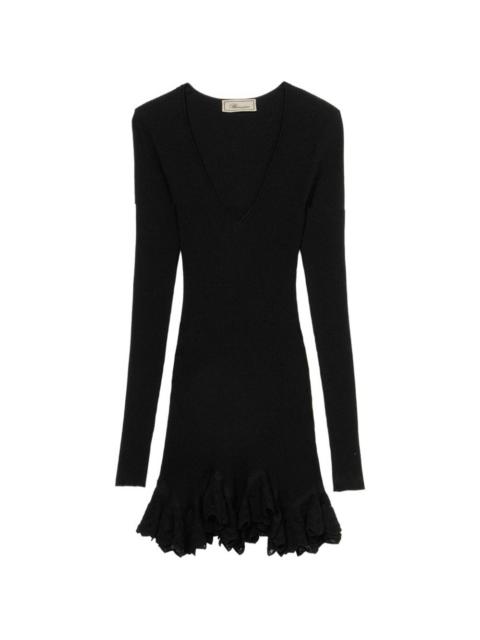 Blumarine ruffled ribbed-knit mini dress