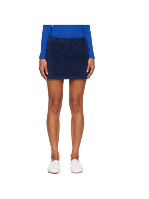 Sporty & Rich Navy Signature Logo Terry Miniskirt