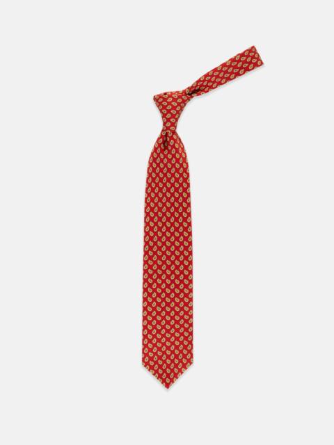 J. PRESS MADE-IN-ENGLAND RED TOSSED PINE FOULARD TIE