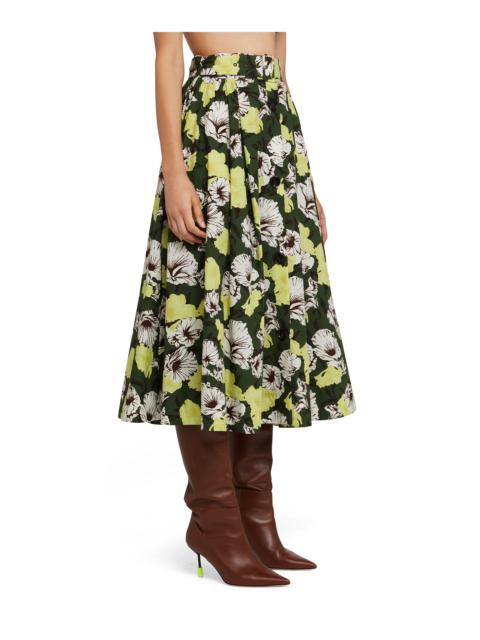 MSGM Poplin cotton wheel skirt with "Camo Hibiscus" pattern