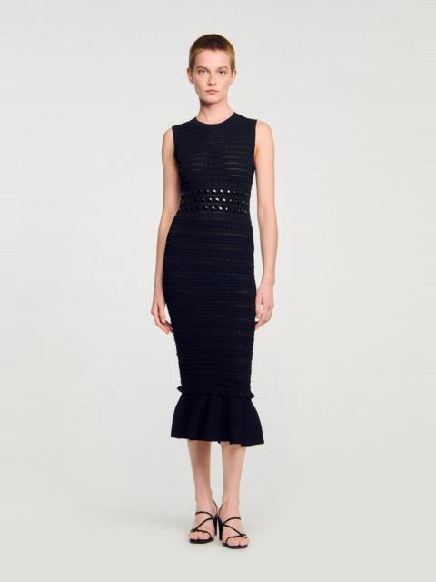 Sandro KNIT MIDI DRESS WITH STUDS