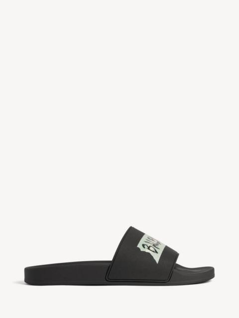 BALENCIAGA Men's Pool Slide Sandal in Black/white