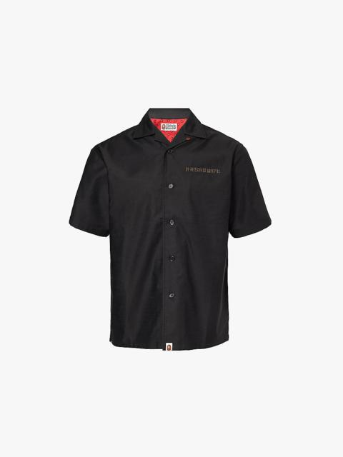 A BATHING APE® Camp-collar embroidered-graphic regular-fit cotton shirt