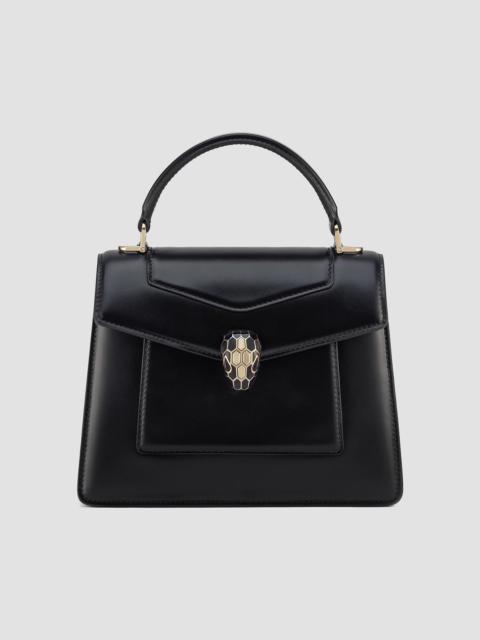 BVLGARI Women's Serpenti Forever Leather Top Handle Bag - Black