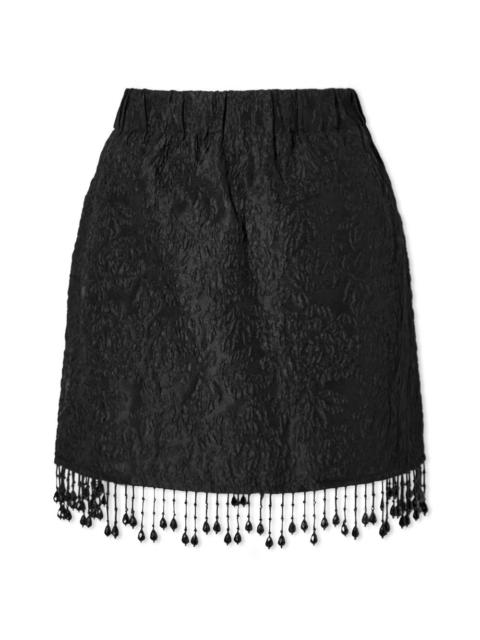 GANNI GANNI Jacquard Organza Bead Fringe Mini Skirt