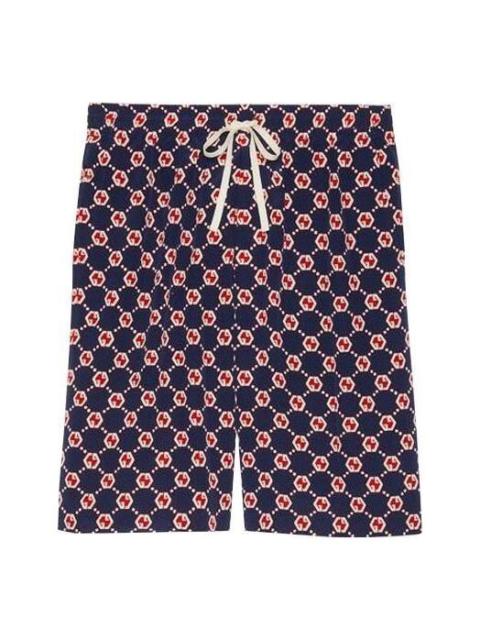 GUCCI Gucci GG Hexagon Silk Crepe Shorts 'Blue Ivory' 654859-ZAF9W-4759