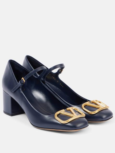 VLogo Signature leather Mary Jane pumps